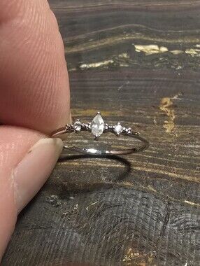 Vintage Marquise Diamond Gemstone Stacking Ring by Caitlyn Minimalist Size 6